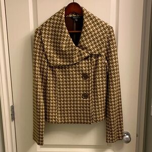 Le Chateau Houndstooth Jacket Size Small Brown and Tan, New With Tags